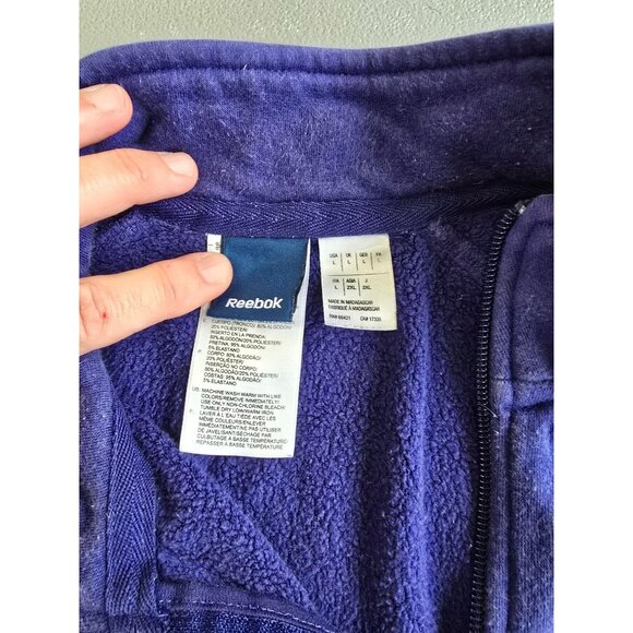 Reebok Womens Full-Zip Fleece Jacket Purple & Black L Warm Casual Activewear - Picture 4 of 7